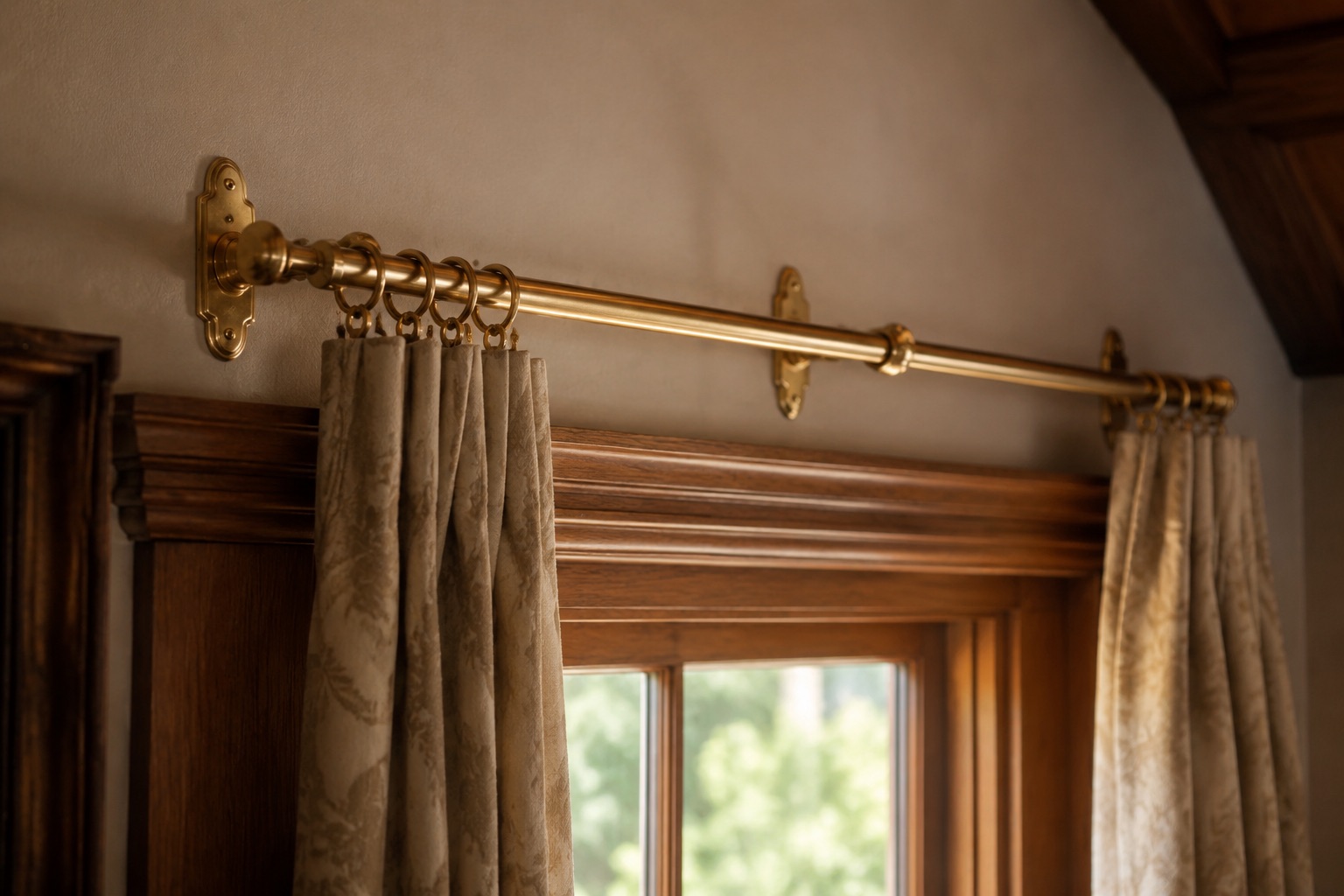 Curtain Pole Bracket Set in use