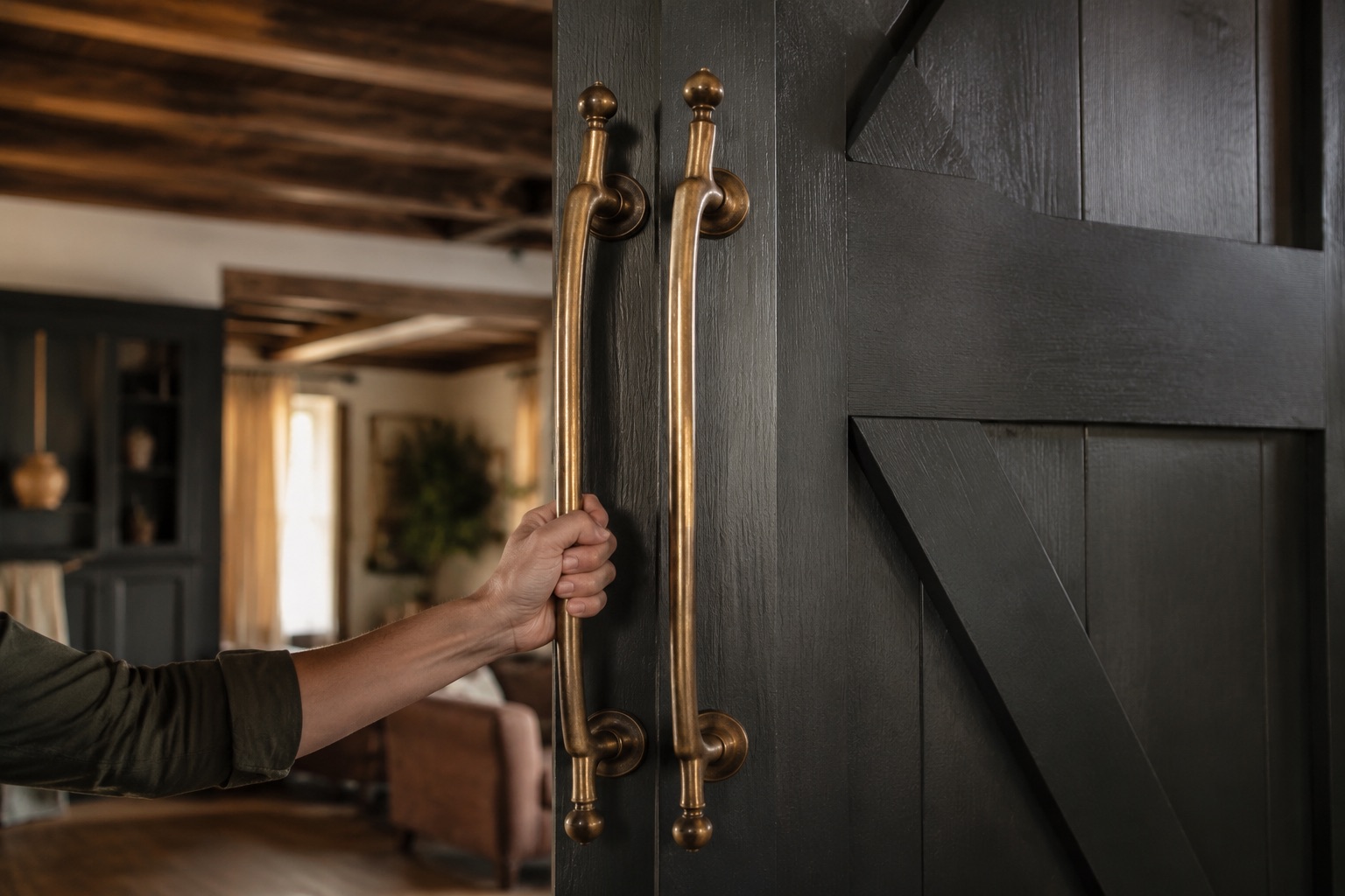 Antique Pull Handle Pair in use